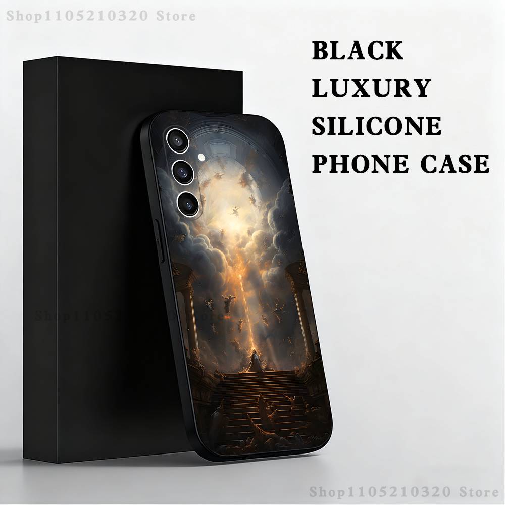 Чехол для телефона "Падший Ангел" для Samsung S25, S24, S23, S22, S21, S20, S10, Ultra, Plus, Lite, FE, Мягкий силиконовый черный чехол