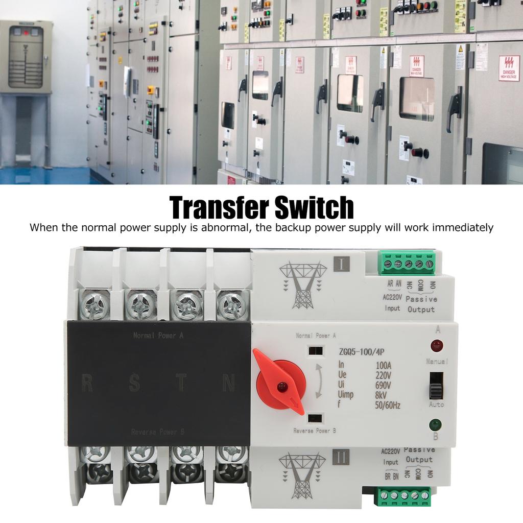Dual Power Automatic Transfer Switch Circuit Breaker Changeover ZGQ5-100/4P 220V