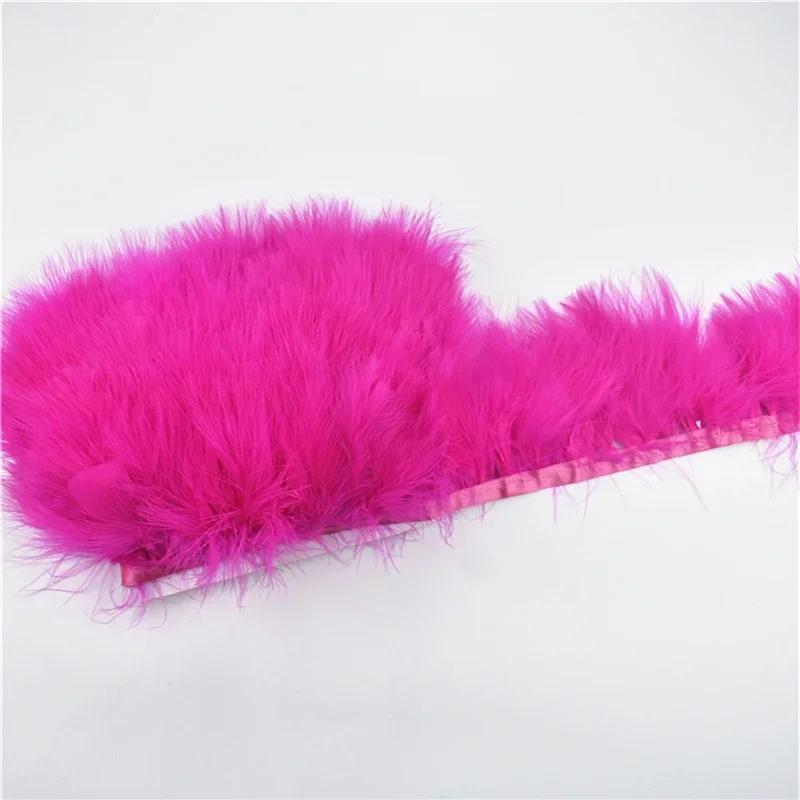 2Meters Colorful Fluffy Marabou Feathers Tassel Fringe Trim Turkey Feather Ribbon Clothes Cuffs Shawl Sewing Flecos Decoration