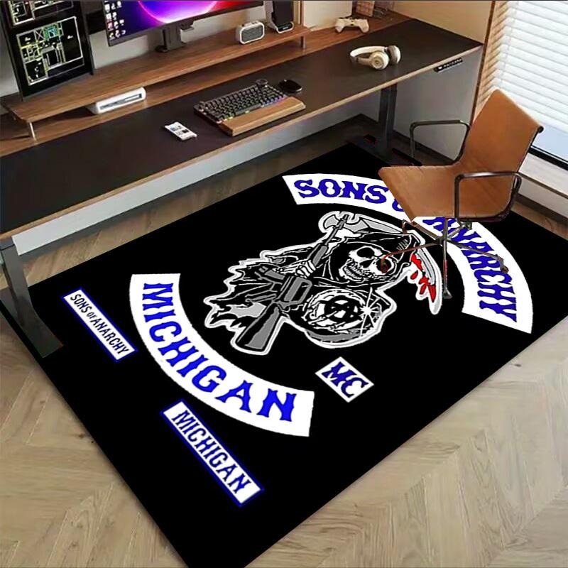 1 шт. Ковер Sons of Anarchy Michigan MC, противоскользящий, из полиэстера, напольный коврик для офиса, спальни