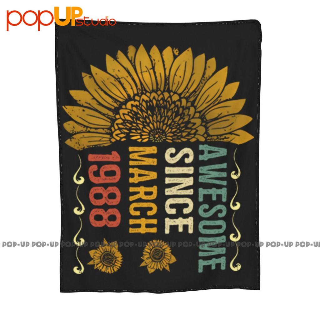 Awesome March 1988 Flower 33 Years Old 33Rd Bday Ultra-Soft Blanket Quilt Winter Sofa Cover Bed Covers