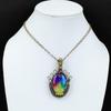 Rainbow Solar Quartz Gemstone Pure Copper Wire Wrapped Handmade Pendant Jewelry For Gift