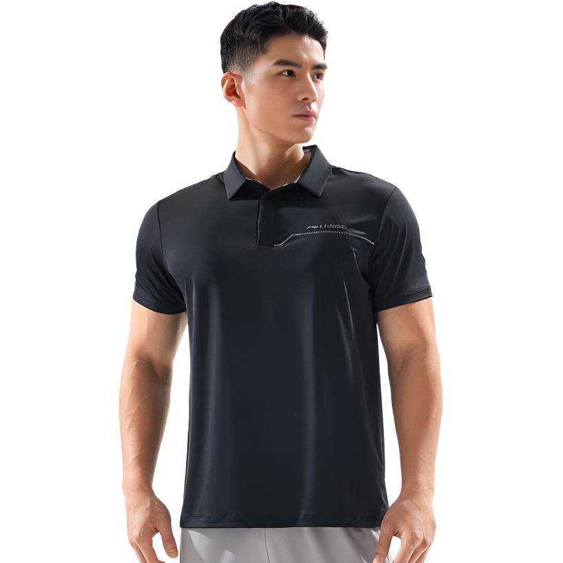 Мужская футболка-поло Li Ning Fitness Series, черная, APLV285-6