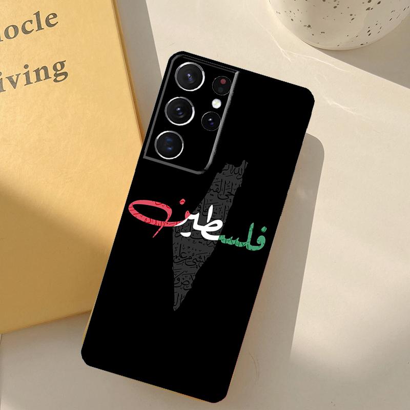 Чехол для телефона Флаг Палестины с каллиграфией Для Samsung Galaxy S25 Ultra S20 S21 S22 S23 S24 S9 S10 Plus S24 FE Защитный корпус