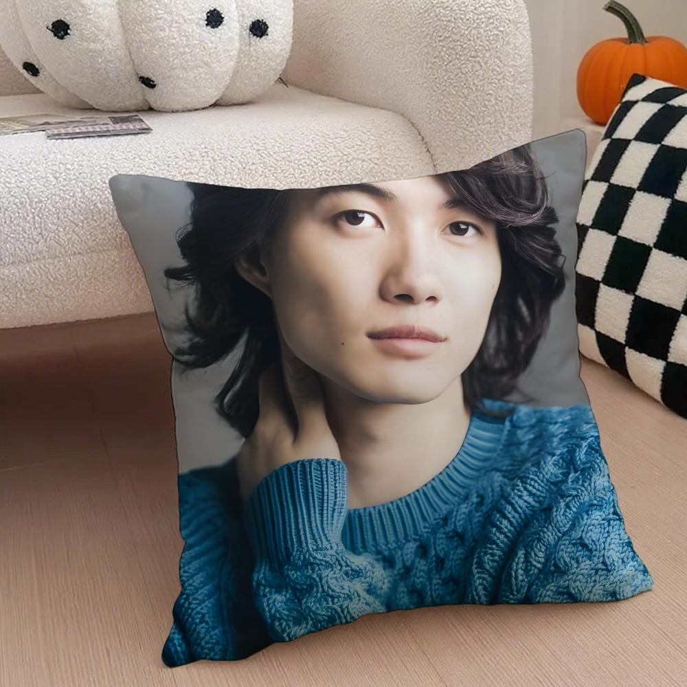 Japanese celebrity actor KKamiki Ryunosuke Cushion Cover Throw Pillow Cover Hidden Button Durable Polyester Chair Cushion