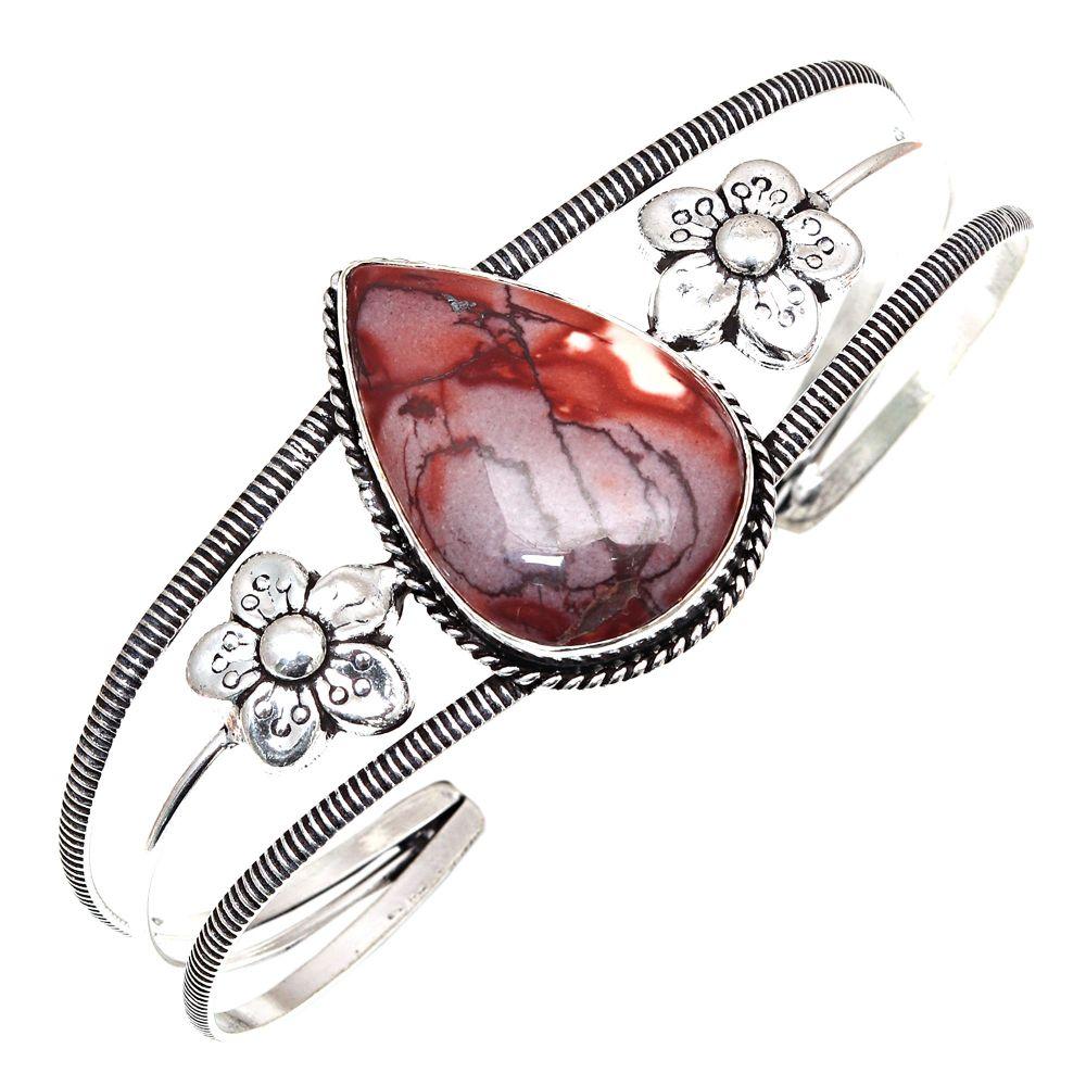 Wild Horse Jasper Gemstone Handmade Silver Jewelry Cuff Bracelets 7''Adjustable