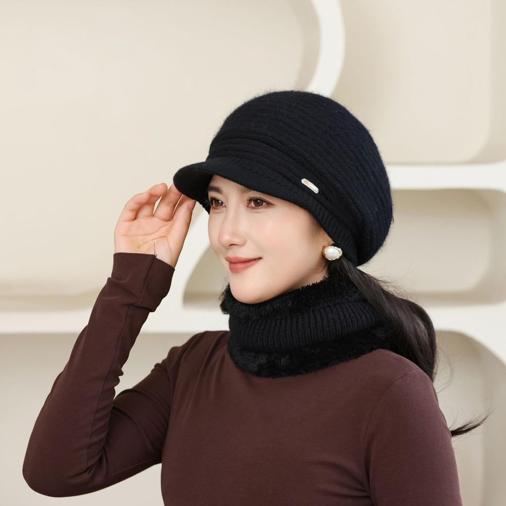 Новая осенне-зимняя шляпа для пожилых мужчин и женщин, вязаная, универсальная, теплая и повседневная, из кроличьего меха, утолщенная, модная шерстяная шляпа-котелок, бабушкин стиль