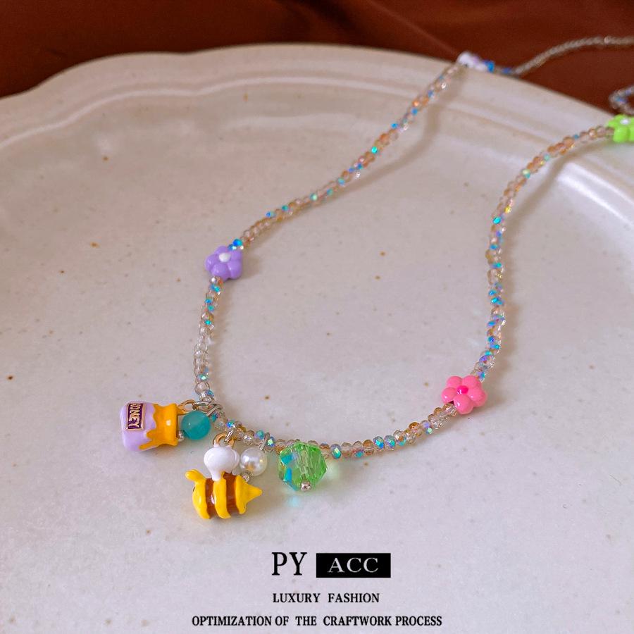 Мультяшный набор украшений с пчелой: Милые детские серьги и ожерелье с подвеской в виде капли масла для женщин