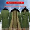 Winter Green Army Coat with Cold-Proof Velvet Lining, Extra Long and Thickened for Maximum Warmth