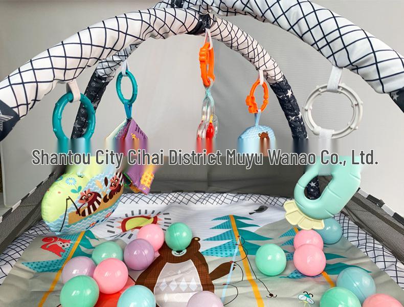 Многофункциональная игровая стойка для малышей и манеж с игрушками-шариками и ковриком для ползания (0-24 месяца)