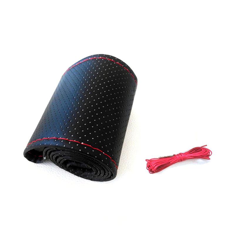 Braid On Steering Wheel Car Steering Wheel Cover with Needles and Thread Artificial Leather Diameter 38cm Auto Car