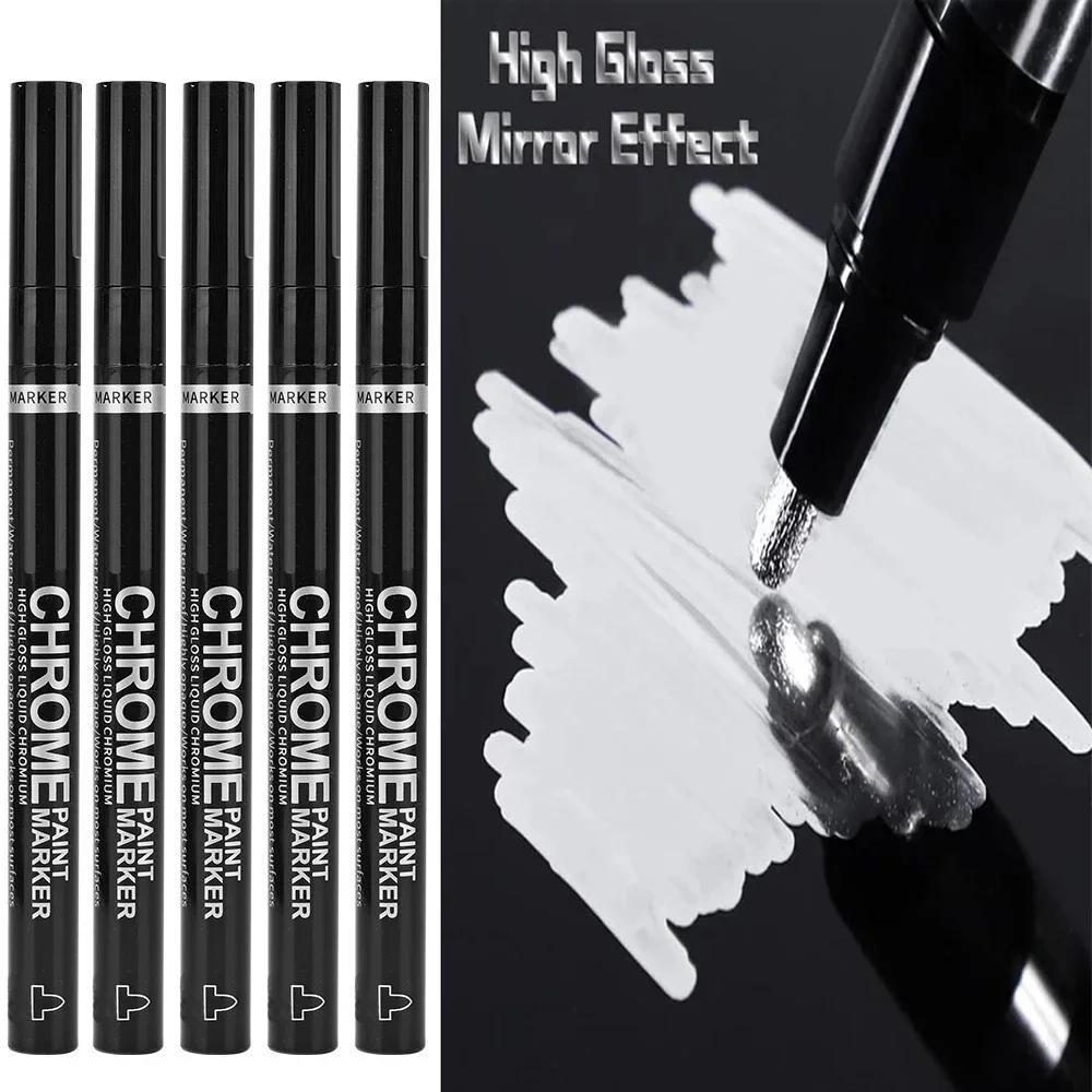 5/1 шт., хромированная ручка-маркер, зеркало, водонепроницаемая краска для ремонта камня, керамики, стекла, металла, золота/серебра, наконечник 2 мм