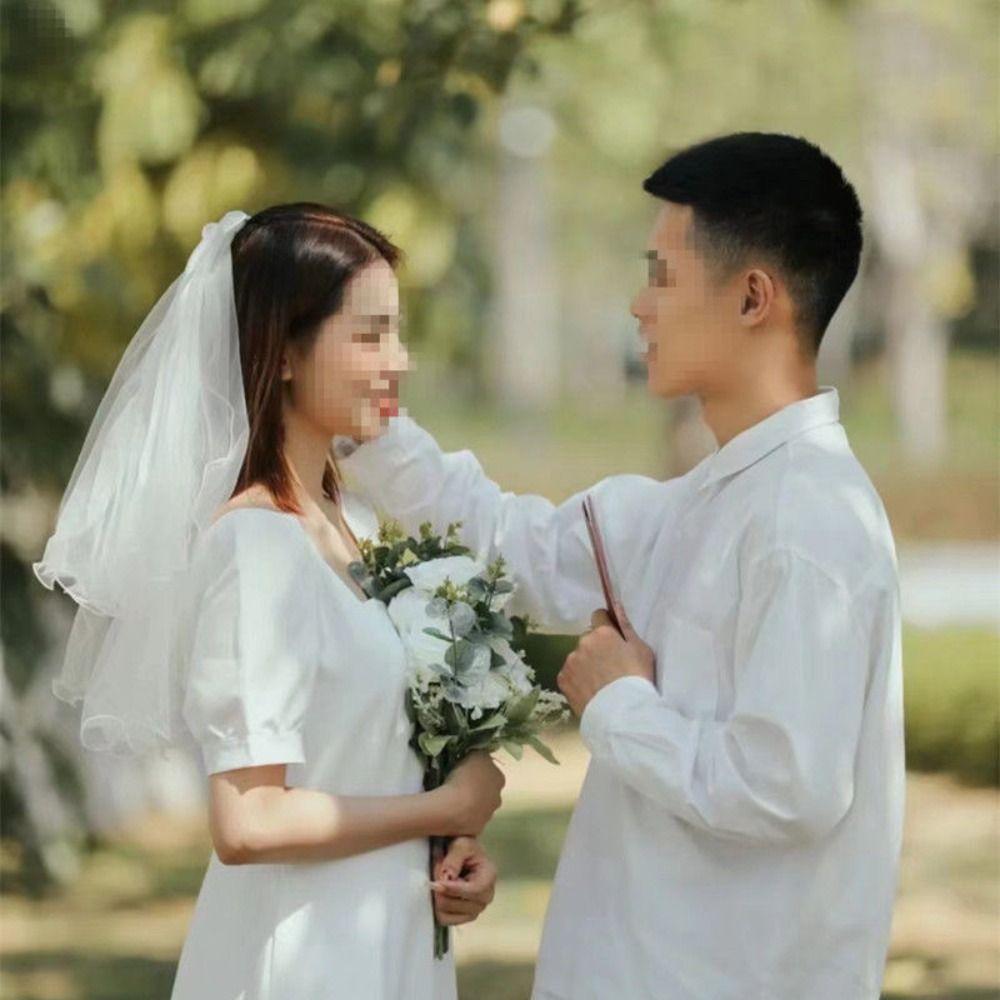 Flower Marry Veil Pearl Wedding Gauze Simple Bride Head Gauze Women