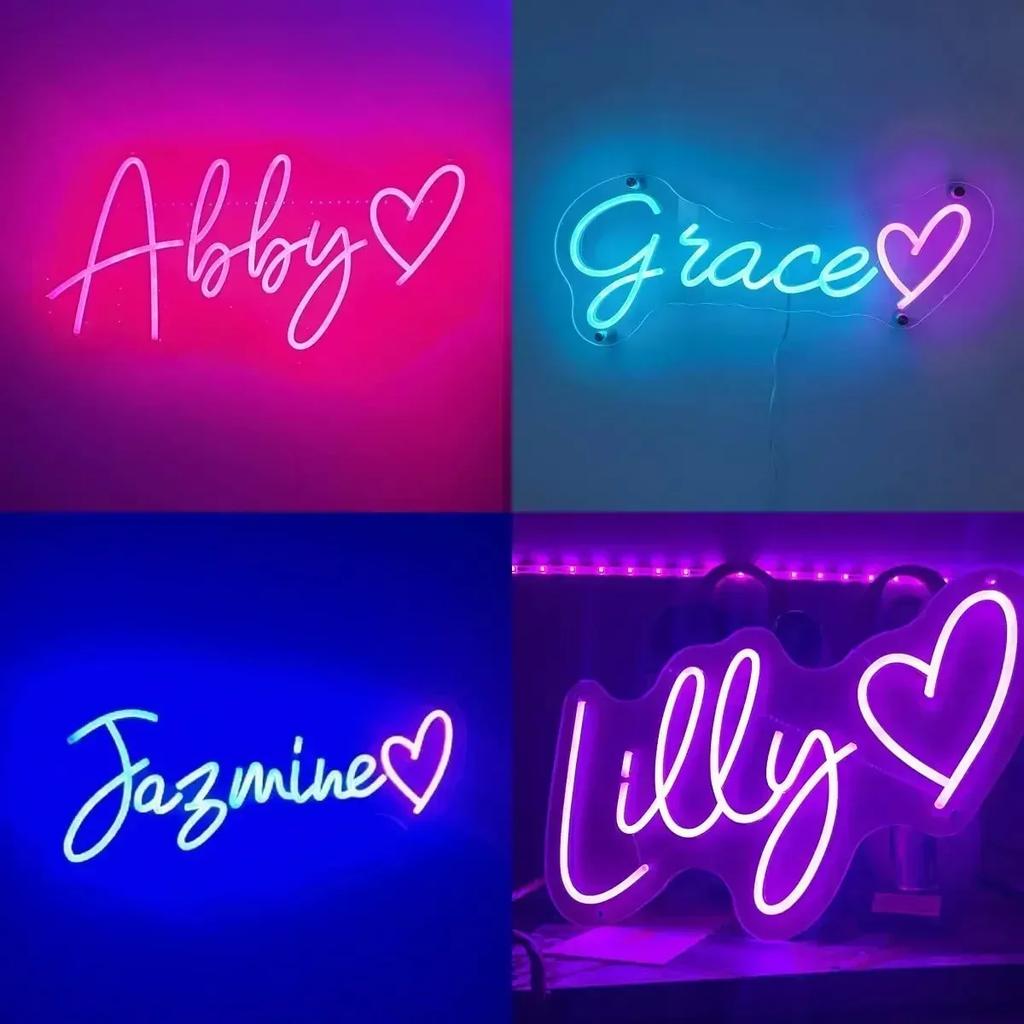 Custom Neon Signs for Wedding Last Name Sign Customizable Personalized Name Lights for Bedroom, Business for Shop Beauty Salon