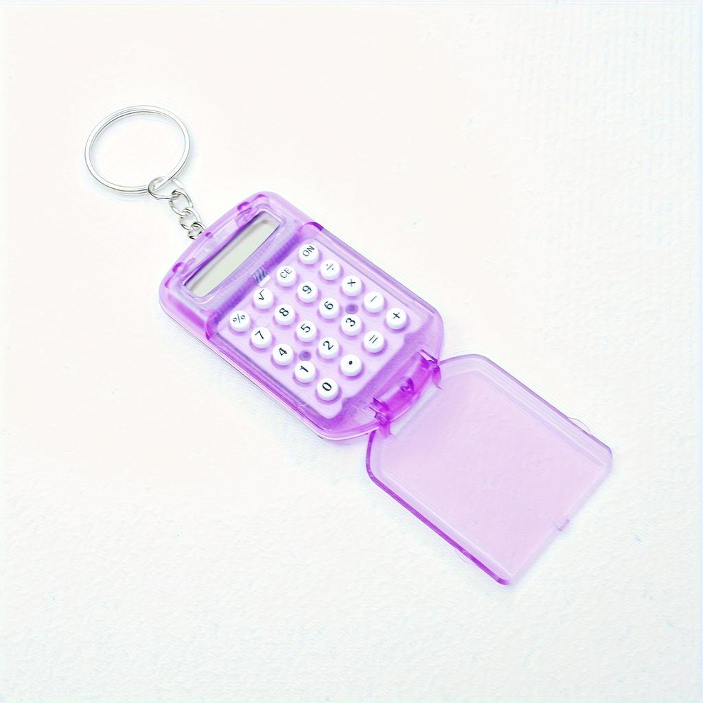 8 Bit Mini Calculator Exquisite Keychain Cute Hanging Flip Calculator Student Supplies Jelly Color Portable Learning Daily Acces