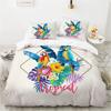 Flowers Parrot King Queen Duvet Cover Cartoon Birds Floral Bedding Set For Adults Animals Leaves 2/3Pcs Polyester Quilt Cover