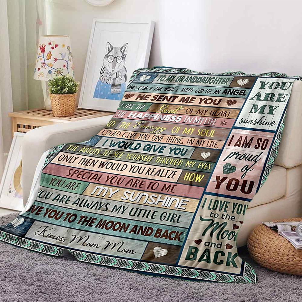 1PC Heartfelt Messages for Granddaughters Blanket, Throw For Sofa, Bed, Travel, Printing Blanket With Soft And Warm Fabric yy250918186