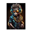Abstract Pop Art Monkey Earphones Dj Music Wall Poster Prints Neon Light Effects Canvas Painting Rock Animal Home Bar Room Decor
