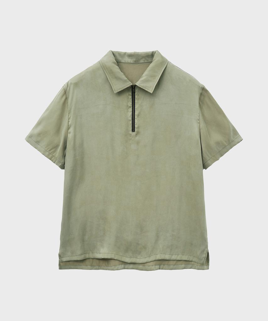 NOIRER Fluid Half Zip Polo Shirt (Pale Green)