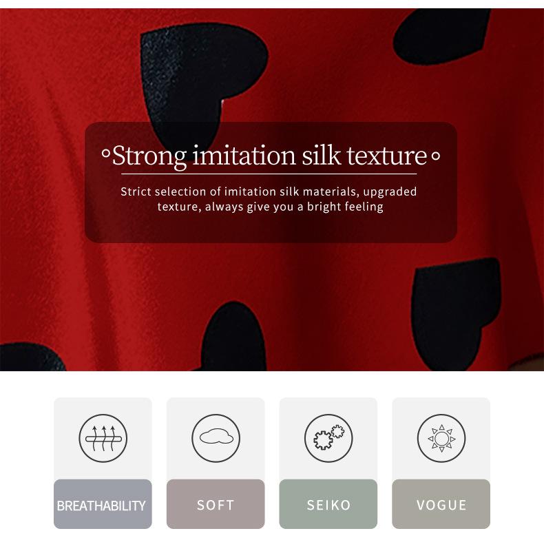 2024 Summer Ice Silk Nightdress: Sexy Backless Love Suspender Skirt for Home. Printed Breathable Short Skirt.