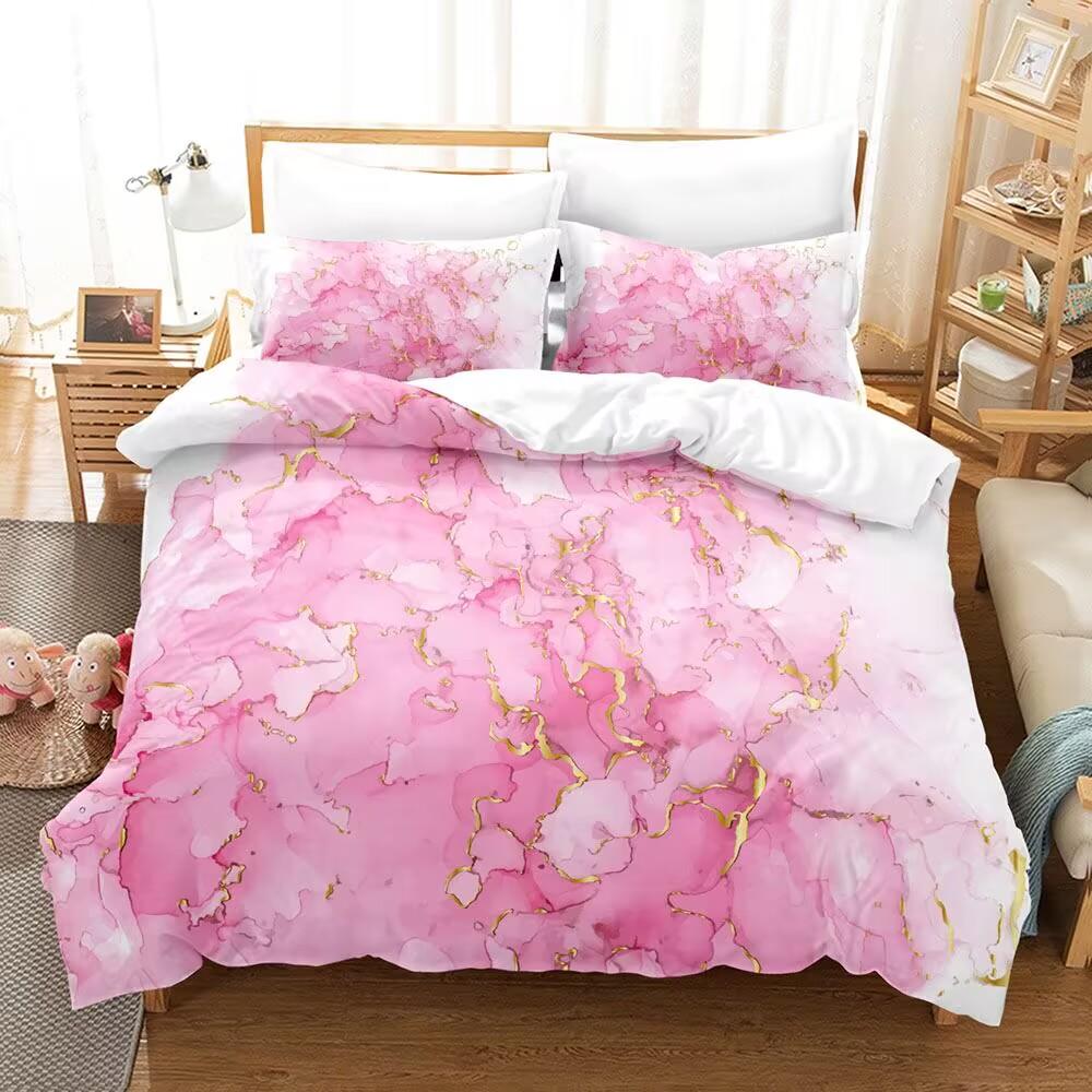Роскошный цветной мраморный комплект постельного белья Романтичная бархатистая белизна Минималистичный комплект пододеяльника Размер Твин Квин Кинг для подарка на день рождения