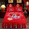 Soft Sanding Bedspread 1pc Printing Bed Skirt Pillowcase Twin King Queen Size Bed Cover Wedding Bed Skirt