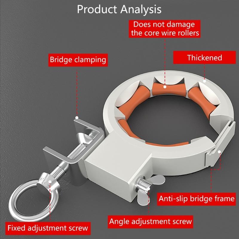 Industrial Bridge Cable Guide Tool 65mm Wide Smooth Roller 330 Degree Adjustable Clamp For Construction Wiring