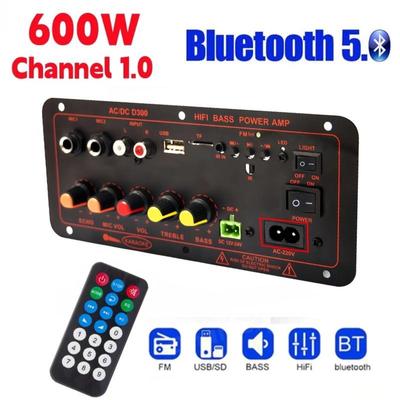 600 Вт/200 Вт переменного тока 220 В 12 В 24 В Bluetooth 5,0 стерео аудио усилитель плата D300 сабвуфер двойной микрофон караоке усилители модуль AMP для 8-12-дюймового динамика