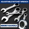 Short Handle Adjustable Head Ratchet Wrench Mini Fast Ratchet Wrench Labor-saving Auto Repair Hardware Dual-purpose Wrench Tool