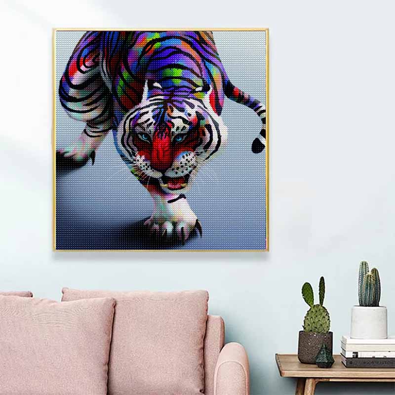 Новинка 5D DIY Алмазная мозаика «Красочный тигр» Вышивка Крестиком Декор для дома Подарок