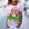 Cute Owl Printed Women's T-Shirt Ladies Fashion V-Neck Short Sleeve Tees Top Summer Streetwear Oversize Festival Female Clothing