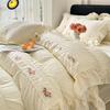 Korean Princess Style Lace Ruffles Wedding Bedding Set Seersucker Washed Cotton Soft Duvet Cover Set Bed Sheet Pillowcase 3/4Pcs
