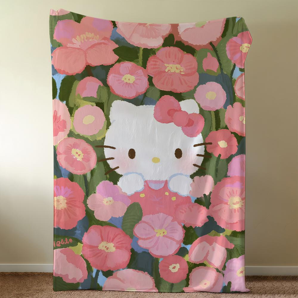 H-Hello Blanket Throw Super Cosy Plush Flower Living Room Sofa Couch Childish SRO Birthday K-Kitty Pink Gifts