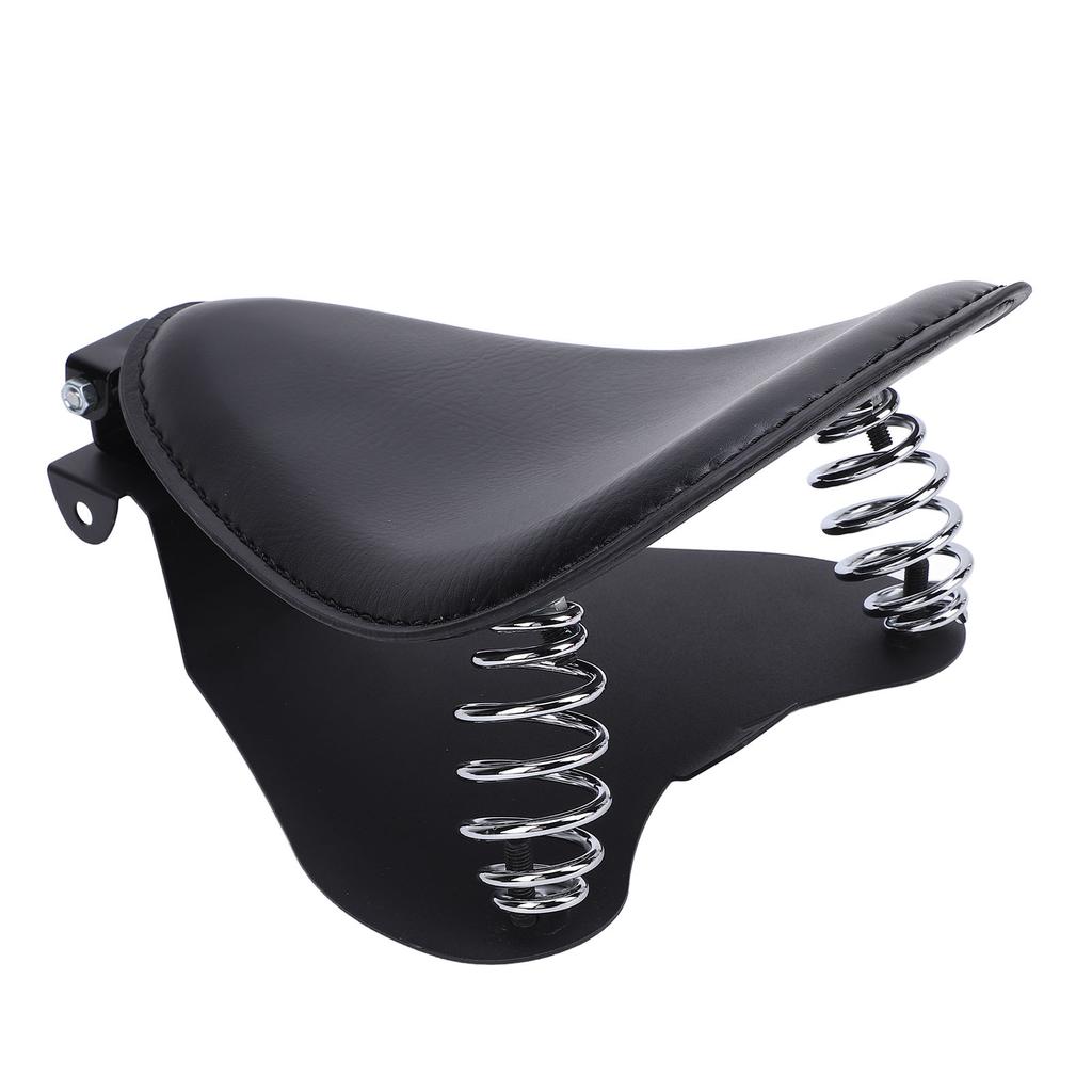 Motorcycle Solo Seat with Spring Bracket Kit Faux Leather Strong Support Universal Fit for Retro Motorcycle Black