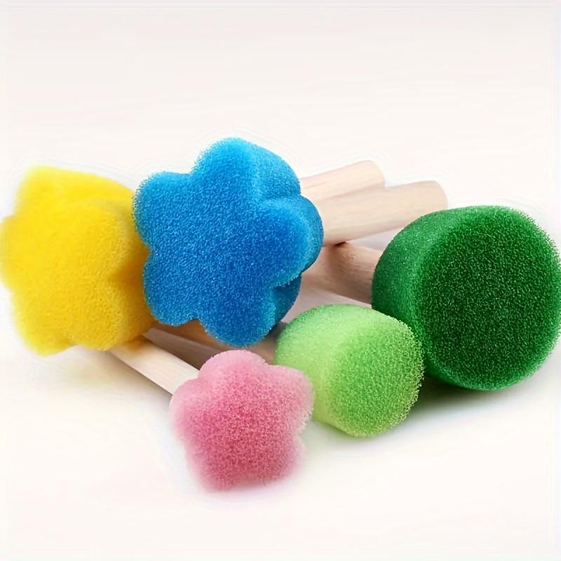 10pcs Sponge Wooden Rod Brush 5 Colors Mini Flower Sponge Painting Sponge Set Art Painting Supplies Painting Brush Sponge Brush