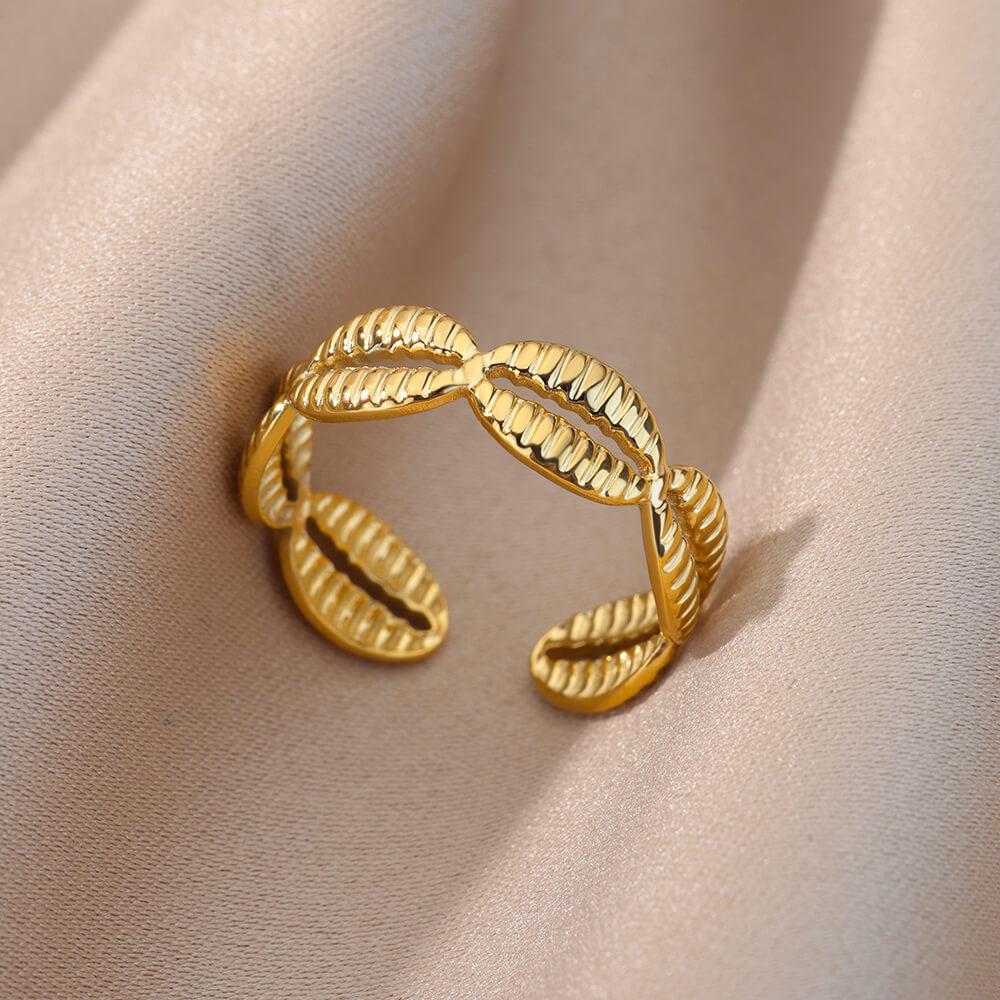 Opening Rings for Women Stainless Steel Gold Color Geometric Ring Fashion Simple Party Christmas Jewelry Gift