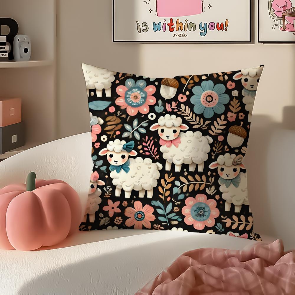 Fashion Beautiful Floral Art Cushion Cover Pillowcase Short Plush Invisible zipper Room Sofa Cushion Cover