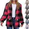 Women's Fashion Casual Fall And Winter Long-Sleeved Plaid Lapel Zipper Plush Jacket
