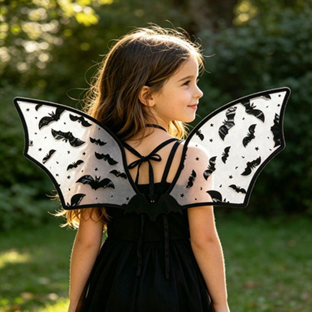 Gothic Dark Style Halloween Bat Wings Folding Kids Elf Wing Tulle Devil Wings Halloween Party