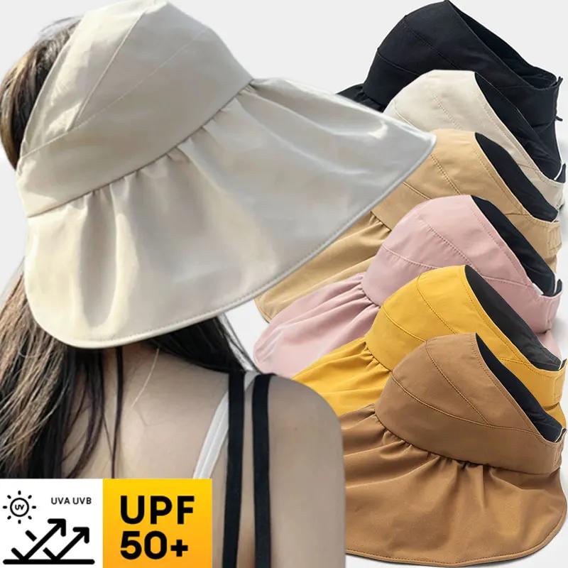2025 Summer Women Wide Brim UV Sun Hat Anti Sunscreen Bucket Hat Outdoor Beach Cap