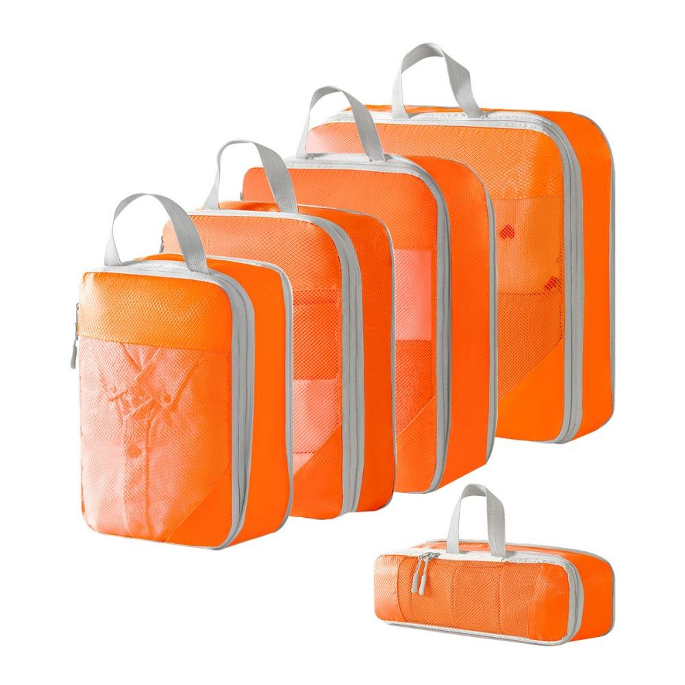 5Pcs Compression Luggage Organizer Packing Cubes Mesh Surface Clothes Storage Bag  Dormitory