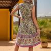 Women's Ethnic Style Printed Dress Elegant Sleeveless V-neck Knee-length Dress