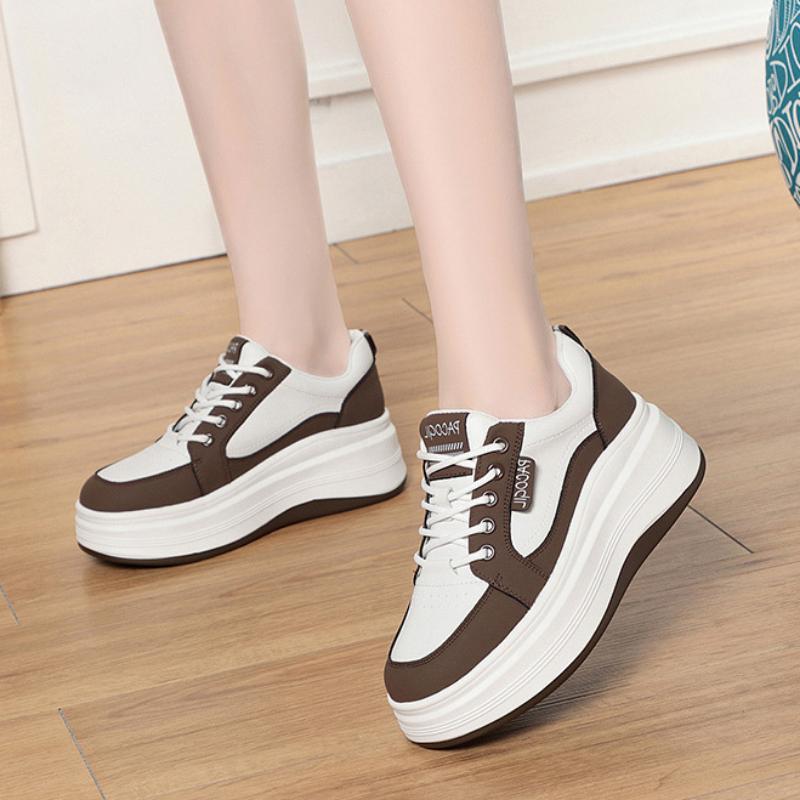 Белые туфли для женщин, осенние, новые, толстая подошва, мягкая кожаная платформа, дышащая, универсальная женская обувь