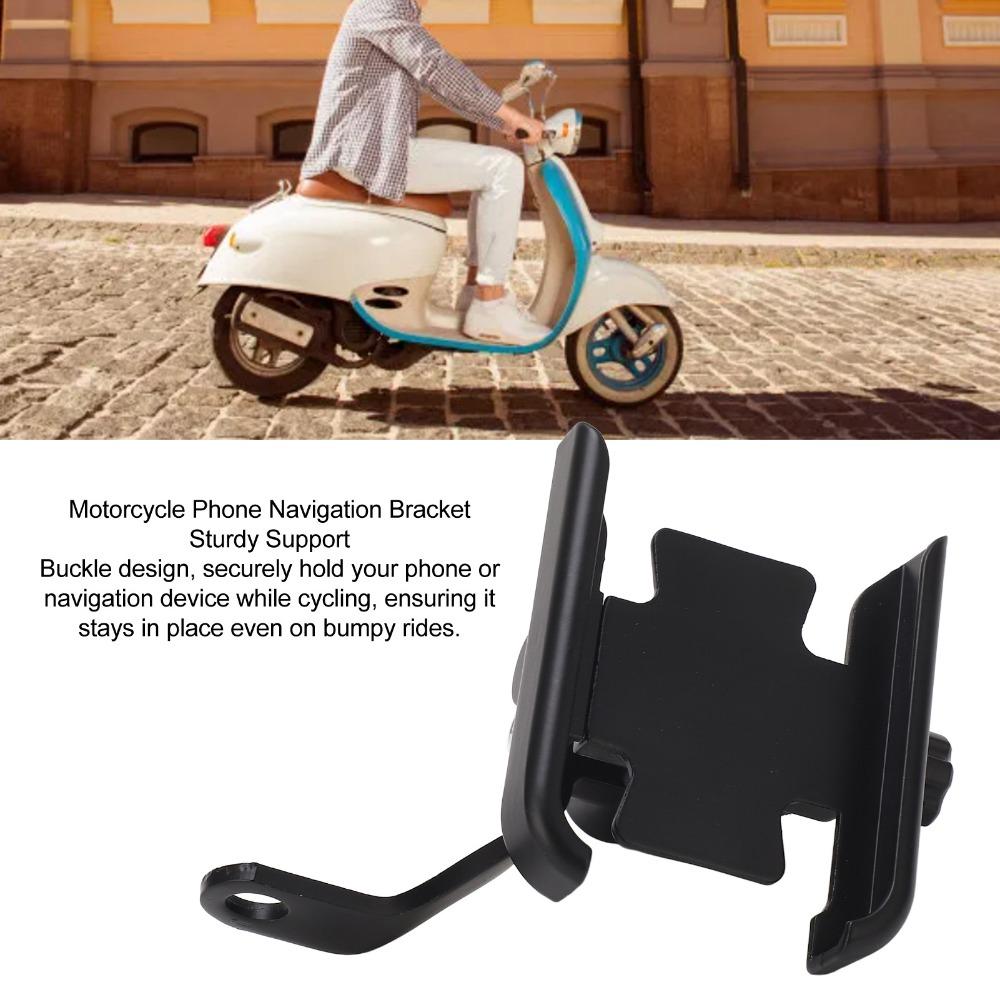 Aluminum Alloy Rearview Mirror Phone Mount Black Bike Phone Mount  Long Distance Riding