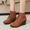 Large Size Wedge Heel Fish Mouth Heightening Martin Boots Women's Platform Boots Women's New Wedge Heel Short Boots
