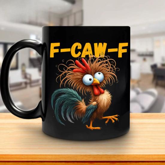 Персонализированная кружка F-Caw-F Chicken 15 унций керамическая кофейная чашка смешной петух фермерское животное юмор кружка многоразовая подходит для мытья в посудомоечной машине и микроволновой печи посуда для напитков