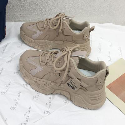 Кроссовки на платформе Dad Shoes для женщин, весна-лето и осень, новые универсальные, белые кожаные, легкие, нескользящие, спортивные, модные