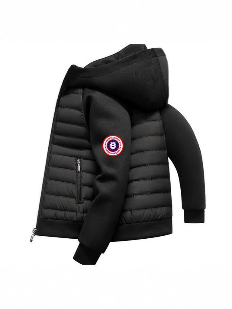 Мужская легкая универсальная повседневная хлопковая куртка с капюшоном и круглым логотипом США - Зимняя коллекция 2024