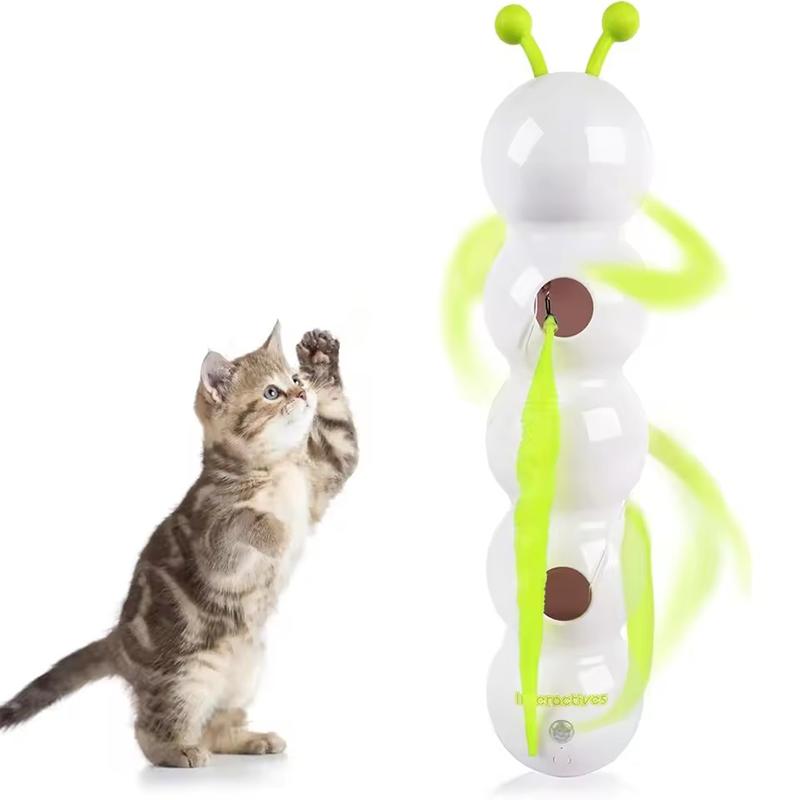 Fun Smart Pet Caterpillar Cat Toy With Suction Cup Feather Tail For Interactive Play Self - Entertainment Boredom Relief
