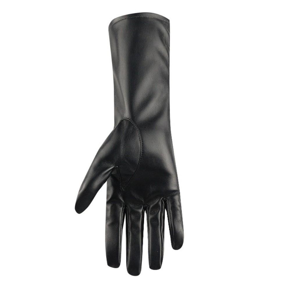 Elegant Watertight Winter Gloves Antiskid Thicken Touch Screen Gloves Mid-Length Plus Velvet Pu Leather Gloves Outdoor Riding